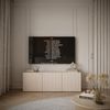 Selsey TV Lowboard 150 cm Kaschmirbeige Geriffelte Fronten Push-to-Open System Ideal für Wohnzimmer Fernsehschrank mit Robuster ABS-Kante Stauraum für Technik, Medien, Alltagsgegenstände Bild 5