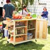 Outsunny Servierwagen 6-Etagen mit Arbeitsfläche Handtuchregal, aus Tannenholz, (BBQ Grilltisch, 1 St, Grillwagen), für Garten, Terrasse 134,5x50x91,5cm Naturholz Bild 2