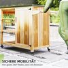 Outsunny Servierwagen 6-Etagen mit Arbeitsfläche Handtuchregal, aus Tannenholz, (BBQ Grilltisch, 1 St, Grillwagen), für Garten, Terrasse 134,5x50x91,5cm Naturholz Bild 5