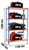Simonrack Schwerlastregal, Lagerregal, 150 x 110 x 30 cm, Metallregal, Kellerregal, Biegestelle 200 kg, 4 Holzfachböden, Blau/Orange/Holz - Maderclick Bild 2
