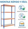 Simonrack Schwerlastregal, Lagerregal, 150 x 110 x 30 cm, Metallregal, Kellerregal, Biegestelle 200 kg, 4 Holzfachböden, Blau/Orange/Holz - Maderclick Bild 5
