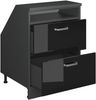 Küchenschrank für Dachschrägen R-Line Schwarz Hochglanz 60 cm mit 2 Schubladen, Schrankkorpus 60 cm Tiefe Vicco Bild 4