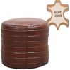 Marrakesch Orient & Mediterran Interior Pouf Vintage Pouf Sitzkissen aus Leder Janeiro rund, Handarbeit Bild 4