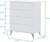 Habitdesign 007804A - Kommode mit 4 Schubladen, Sinfonier, Sweet, Artik White Farbe, Maße: 77,5 cm (Länge) x 40 cm (Tiefe) x 95 cm (Höhe) Bild 3