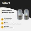 Brilliant LED Tischleuchte Illusion mit Batterie (exkl), LED fest integriert, LED-Kerzen Tischleuchten 2er-Set, 16x8 cm, Rauchglas, 2500 K, grau Bild 3