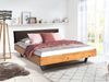 Möbel-Eins CURBY Kufenbett mit Polster-Kopfteil, Material Massivholz, rustikale Altholzoptik, Fichte, Kufen schwarz natur 200x220 cm Kunstleder Braun ohne Steppung Bild 2