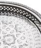 Marrakesch Orient & Mediterran Interior Tablett Orientalisches rundes Tablett aus Messing versilbert Nadia, Handarbeit Bild 4