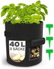 Praknu Pflanzkübel Kartoffelsack Pflanzsack 3er Set - 40L Groß - Mit Sichtfenster und (3er Set, 3 St) Bild 1