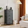 Sweetcrispy Kommode mit 4 Schubladen, Stoff Schubladenschrank, Schmal Schrank, Kommode Schlafzimmer, Industrial Stil für Wohnzimmer, Kinderzimmer, Flur Aufbewahrungsschrank, Hellgrau Bild 2
