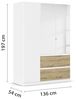 Rauch Möbel Costa, Kleiderschrank für Schlafzimmer, Kinderzimmer, Babyzimmer, Garderobe, Flur, 3-türig, mit Spiegel und 2 Schubladen, Push-to-Open, Zubehör Classic, Farbe Weiß, Breite 136 cm Bild 3