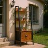 FurnitureR Pflanzenregal Leiterstil 42 x 29 x 110 cm, 4 Ebenen, Stoffschublade, 12 mm Holzplatten & 20 mm Metallrahmen, 7,5 cm Rückwand, Outdoor & Indoor Pflanzenständer Bild 2