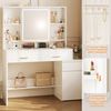 JUMMICO Schminktisch mit LED Spiegel Beleuchtung, 3 Helligkeiten & 3 Farbtemperaturen, Weiß, 117x40x140 cm Bild 4