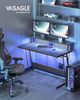 Vasagle Schreibtisch, Gaming Tisch mit eingebauter Steckdosenleiste, Computertisch, mit Monitorständer für 2 Monitore, Schlafzimmer, 60 x 120 x 76 cm, rußschwarz LWDDE192B02 Bild 4