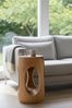 FaHome Beistelltisch Holz – Couchtisch Blumenhocker Hocker - (Abgerundet mit O- Ausschnitt Saman-Holz - 50x30x30 cm), Handgefertigt Bild 2