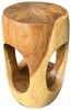 FaHome Beistelltisch Holz – Couchtisch Blumenhocker Hocker - (Abgerundet mit O- Ausschnitt Saman-Holz - 50x30x30 cm), Handgefertigt Bild 5