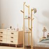 UNHO Bambus Kleiderständer Garderobenständer in Baumform mit 8 Haken/3 Ablagen Standgarderobe für Flur Büro Schlafzimmer Wartezimmer,für Kleidung Hüte Tasche Bild 2