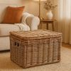 Kobolo Truhe Rattantruhe Kiste aus Rattan in kubu grey - groß (1 Stück, 1 St, mit Aufbewahrungsfach), Trucke mit Deckel Bild 2