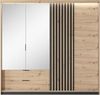 MOEBLO Kleiderschrank ANTALYA 220 (Schrank mit vielen Einlegeböden und Kleiderstange Schlafzimmer-Wohnzimmerschrank Schiebtüren Deruhtüren, Gaderobe mit Spiegel Schwebetürenschrank 2-türig Loft Design) - (BxHxT): 220x210x60cm Bild 4