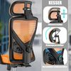 KESSER® Bürostuhl mit verstellbaren Armlehnen | Drehstuhl mit Lendenwirbelstütze Rückenschonend | Schreibtischstuhl ergonomisch mit Kopfstütze | Office Chair Wippfunktion bis 125° mit 5x Gummirollen Orange / Silber Bild 4