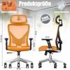 KESSER® Bürostuhl mit verstellbaren Armlehnen | Drehstuhl mit Lendenwirbelstütze Rückenschonend | Schreibtischstuhl ergonomisch mit Kopfstütze | Office Chair Wippfunktion bis 125° mit 5x Gummirollen Orange / Silber Bild 2