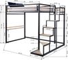MEUBLE COSY Hochbett 140x200 cm Bettrahmen Etagenbett mit Lattenroste aus Holz und Metall, Industriell, für Erwachsene und Kinder Bild 3