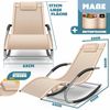 KESSER® Sonnenliege Relaxliege Schwungliege | Gartenliege | Gartenstuhl | Klappstuhl faltbar | Liegestuhl | Schaukelsessel | ergonomische Relaxsessel | wetterfest | 150 kg Belastung | Beige Bild 3