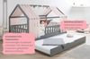 Ticaa Hausbett Kim mit Rausfallschutz und Zusatzbett aus Kiefer, Kinderbett 100x200, inkl. Tüll-Set, mit Rollrost, mit 2 Matratzen Bild 4
