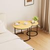 Yorbay Couchtisch 2er Set Runde Beistelltische aus Holz & Metall Moderne Kaffeetische, Beistelltische für Wohnzimmer Schlafzimmer Bild 2
