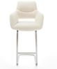Barstuhl Yago-Flex Teddystoff Beige Freischwinger Flach Edelstahl Silberfarben Taschenfederkern Bild 3