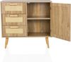 hjh LIVING Kommode mit Rattangeflecht STRYN Schrank mit 1 Tür und 3 Schubladen, für Wohnzimmer Schlafzimmer Flur, Hellbraun 80 x 32,5 x 78 cm Bild 4