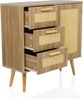 hjh LIVING Kommode mit Rattangeflecht STRYN Schrank mit 1 Tür und 3 Schubladen, für Wohnzimmer Schlafzimmer Flur, Hellbraun 80 x 32,5 x 78 cm Bild 5