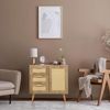 hjh LIVING Kommode mit Rattangeflecht STRYN Schrank mit 1 Tür und 3 Schubladen, für Wohnzimmer Schlafzimmer Flur, Hellbraun 80 x 32,5 x 78 cm Bild 2