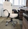 Bequeme Bürostuhl Chefsessel Drehstuhl Ergonomischer Schreibtischstuhl mit Kunstlederbezug Schwarz/Weiß/Braun 8983, Farbe:Weiß Bild 4