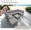 tectake XXL Polyrattan Lounge, Gartenmöbel Set, Sitzgruppe, Balkon Möbel mit 6 Sitze 1 Tisch 1 Hocker, inkl. Sitzkissen, Gartenlounge Outdoor, wetterfest, für Garten, Balkon, Terrasse - grau Bild 5