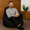 AD. CON Outdoor Gamer Sitzsack mit EPS-Perlen Füllung Puff Relax-Sessel Sitzkissen Bodenkissen Bean Bag 100x90x95cm 225L Schwarz Bild 4