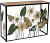 DRW Konsolentisch aus Metall und Holz mit Blumen, ERD- und Grüntöne, 37 x 108 x 80 cm Bild 1