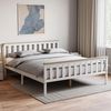 Vida Designs Milan King Size Bett, 5ft, Bettgestell, Massivholz Kiefer, Kopfteil, Hoher Fußteil Schlafzimmermöbel, Weiß und Kiefer Bild 3