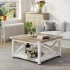 YITAHOME Couchtisch, Quadratischer Wohnzimmertisch 2-stöckiger, Couchtisch mit Stauraum für Couch Schlafzimmer,Stabiler Metallrahmen 80 x 80 x 45 cm ﻿ ﻿ Bild 3