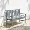 Outsunny Gartenbank mit Lamelldesign, Holzoptik, Rückenlehne (Balkonbank, 1-St, Outdoor Sitzbank), für Garten Park 130 x 59 x 91cm Grau Bild 3