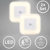 B.K.Licht - 2er Set Nachtlicht Steckdose mit Bewegungsmelder, warmweiße Lichtfarbe, Dauerlicht und Timer, Nachtlampe, Kinderzimmer, Steckdosenlampe, Steckdosenlicht, 6,5 x 6,5 x 6,5 cm, Weiß Bild 2