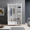 Stella Trading 'SALIAS' Kleiderschrank mit Spiegeltür, Vielseitiger Drehtürenschrank 3-türig für Ihr Schlafzimmer, Weiß, 190 x 50 x 117 cm Bild 5