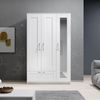 Stella Trading 'SALIAS' Kleiderschrank mit Spiegeltür, Vielseitiger Drehtürenschrank 3-türig für Ihr Schlafzimmer, Weiß, 190 x 50 x 117 cm Bild 4
