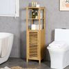 Kleankin Badkommode höhevestellbar, aus Bambus, mit Schrank, zwei offene Ablagen (Badezimmerschrank, 1 St, Badezimmermöbel), für Badezimmer, 33 x 30 x 120 cm Naturholz Bild 2