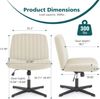 DUMOS Cross Legged Bürostuhl, Armloser Breiter Schreibtischstuhl Keine Räder, Moderner Home Office Schreibtisch Stuhl Swivel Verstellbarer Stoff Eitelkeit Stuhl Bild 2