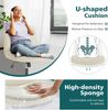 DUMOS Cross Legged Bürostuhl, Armloser Breiter Schreibtischstuhl Keine Räder, Moderner Home Office Schreibtisch Stuhl Swivel Verstellbarer Stoff Eitelkeit Stuhl Bild 4