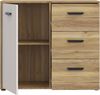 Forte MOKKARO Kommode 95, Kommode mit 3 Schubladen und Tür, Sideboard im modernen Stil, Holzwerkstoff, Mauvella Eiche Holzdekor, Kaschmir Beige, 94,7cm breit x 84,9 cm hoch x42 cm tief Bild 5