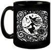 speecheese Tasse Hexe fliegt auf einem Besen im Mondschein Tasse schwarz in Schwarz Bild 2