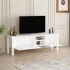 Hanah Home Stylish White TV Stand, 140 x 44.8 x 35 cm | 100% Melamine Coated Particle Board | Ample Storage & Shelves for Modern Living Rooms Bild 2