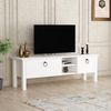 Hanah Home Stylish White TV Stand, 140 x 44.8 x 35 cm | 100% Melamine Coated Particle Board | Ample Storage & Shelves for Modern Living Rooms Bild 3