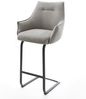 Barstuhl Alja-Flex Strukturstoff Soft Grau Freischwinger Flach Metall Schwarz Taschenfederkern Bild 2